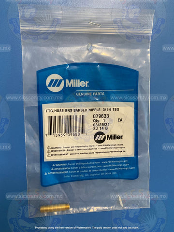 079633 MILLER FTG,HOSE BRS BARBED NIPPLE
